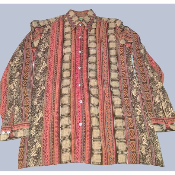 Vintage Charag Din Party Shirt Italian Fit Button-Up Long Sleeve Groovy - Picture 1 of 13